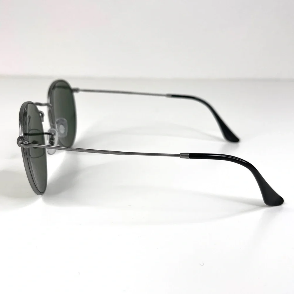 RAY BAN Icons 53mm Retro Round Metal Sunglasses NEW Matte Gunmetal Crystal Green